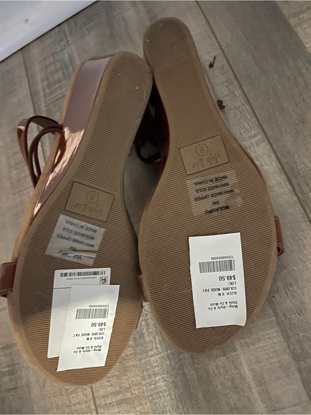 Style & Co. Patent T‑Strap Sandals in Brown - Picture 5 of 6